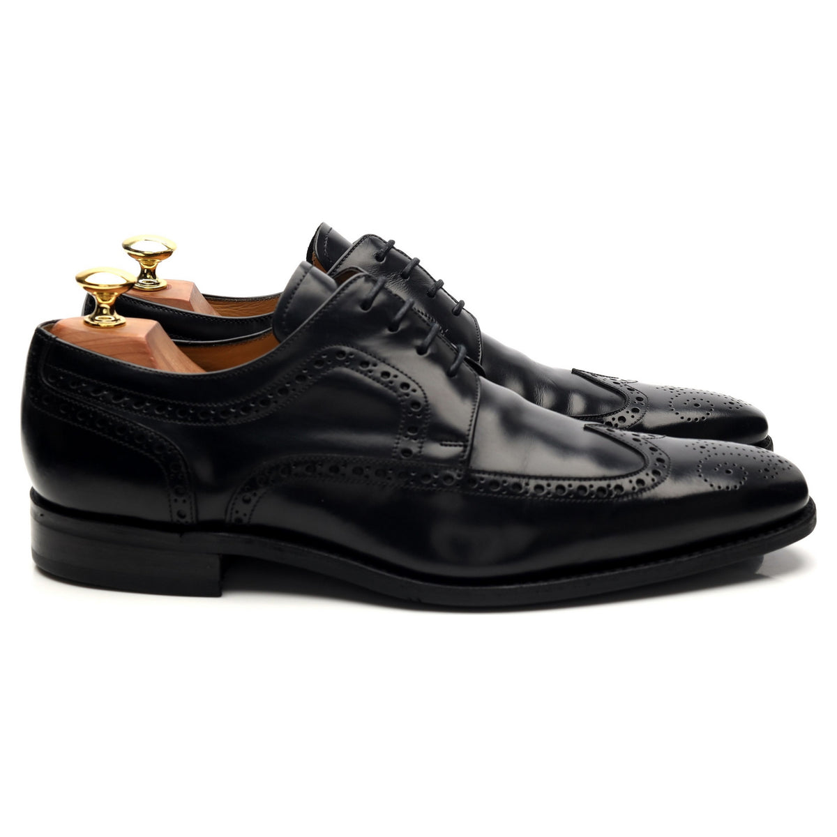 &#39;Larry&#39; Black Leather Derby Brogues UK 8 G