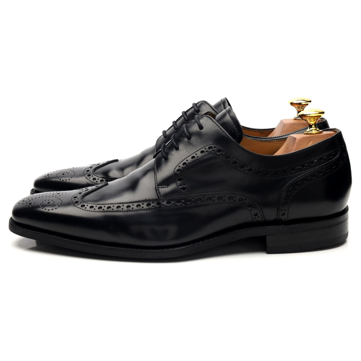 &#39;Larry&#39; Black Leather Derby Brogues UK 8 G