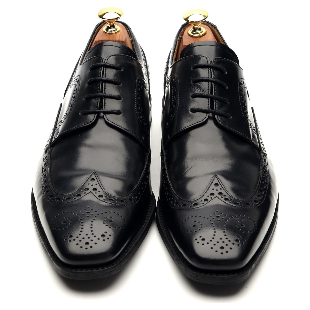 &#39;Larry&#39; Black Leather Derby Brogues UK 8 G