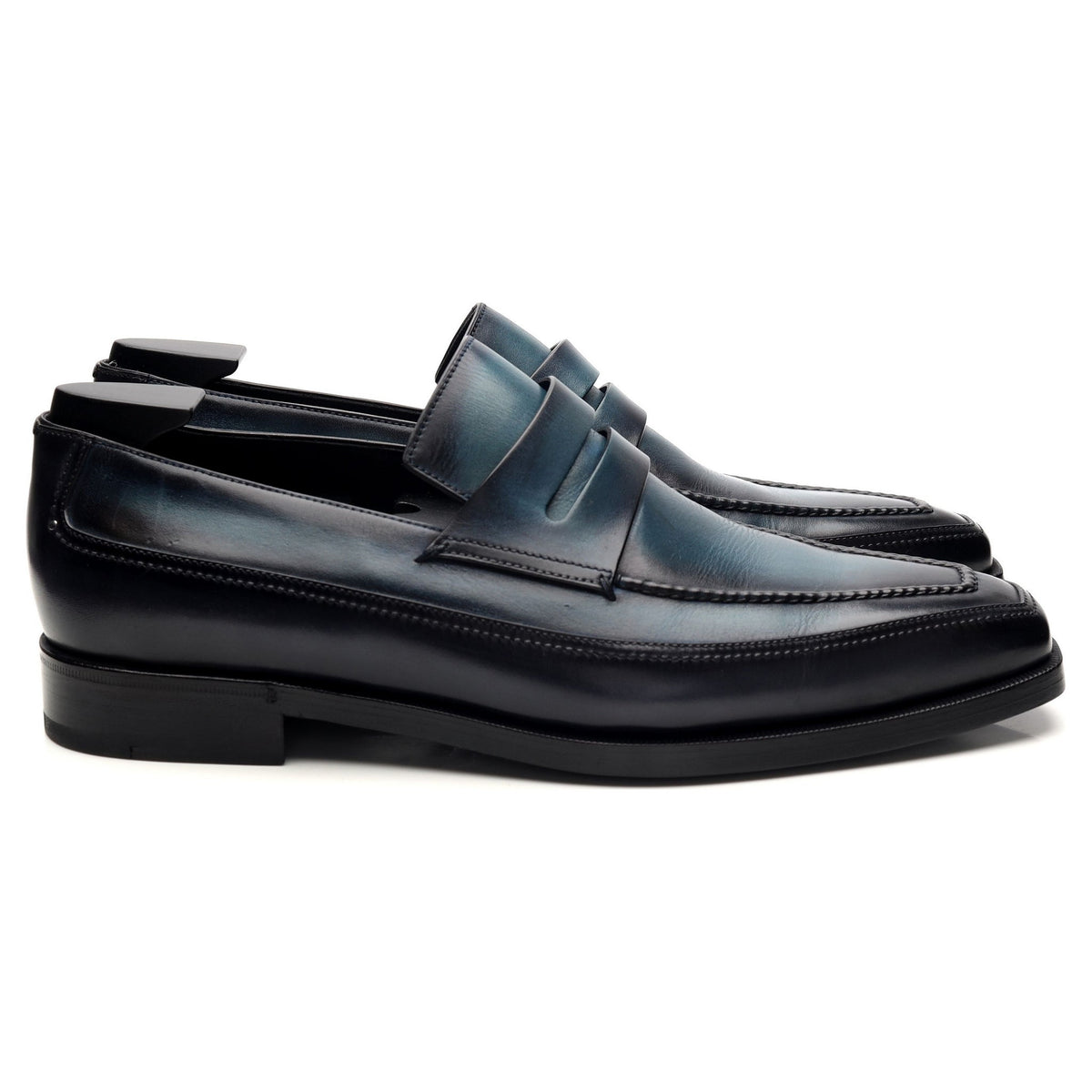 &#39;Andy&#39; Navy Blue Leather Loafers UK 8.5