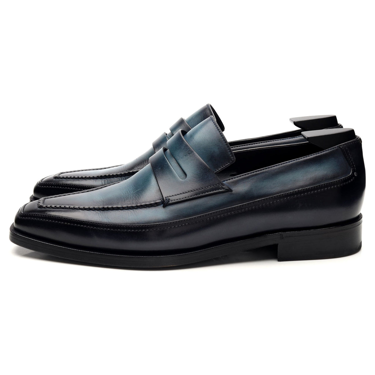 &#39;Andy&#39; Navy Blue Leather Loafers UK 8.5