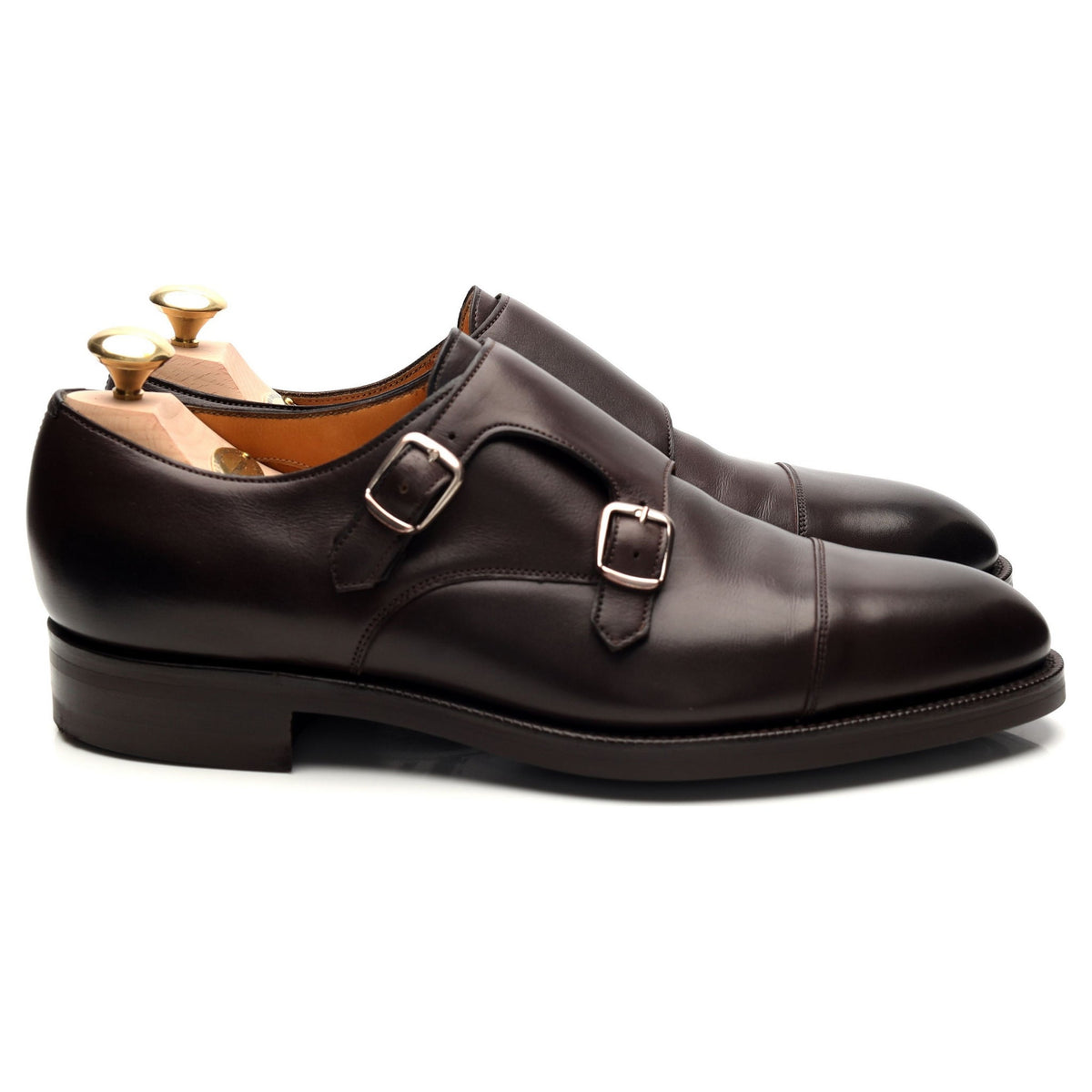 &#39;Westminster&#39; Dark Brown Leather Double Monk Strap UK 8.5 E