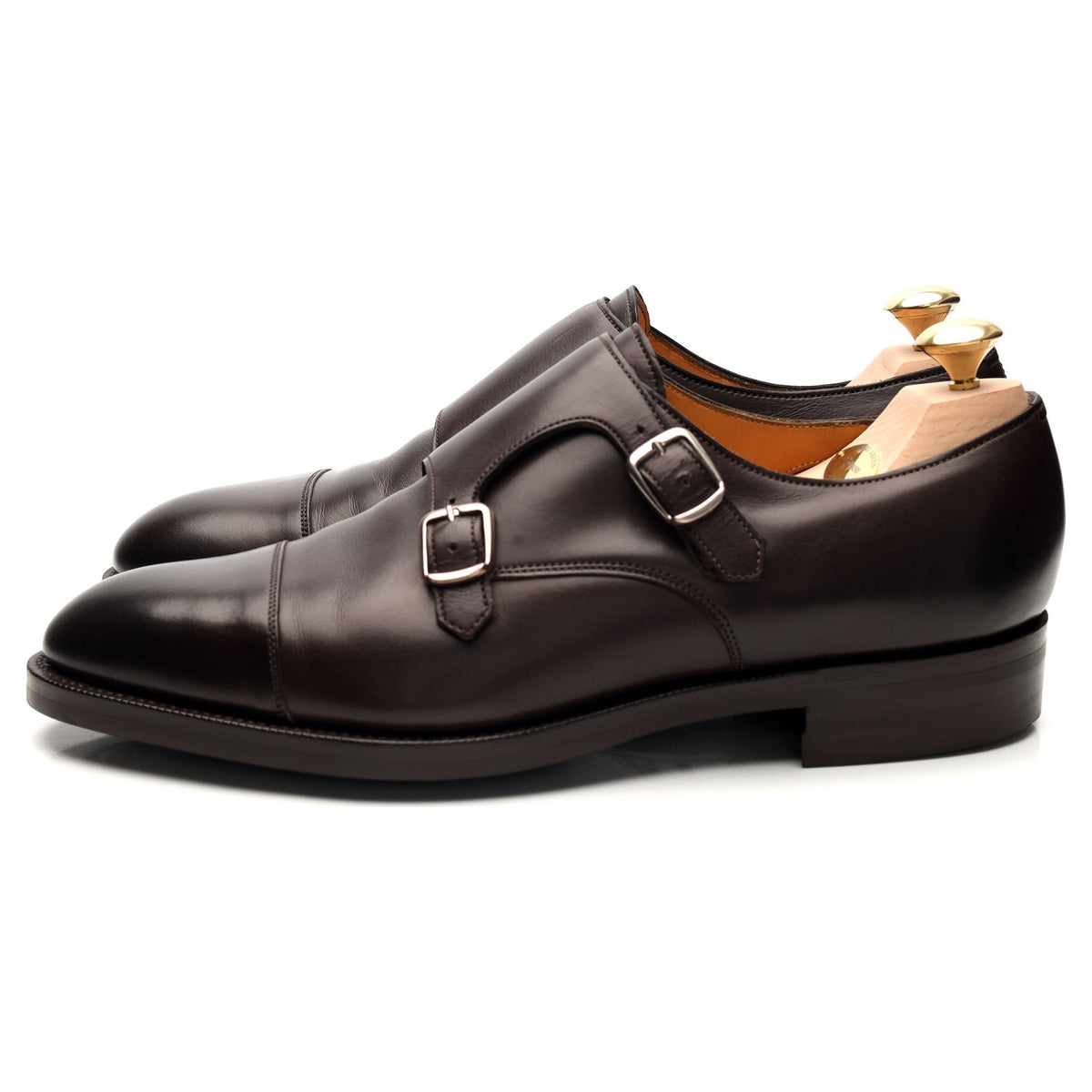 &#39;Westminster&#39; Dark Brown Leather Double Monk Strap UK 8.5 E