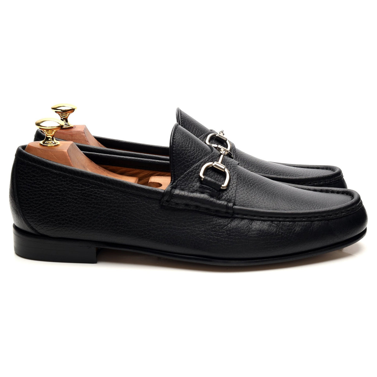 Black Leather Horsebit Loafers UK 9