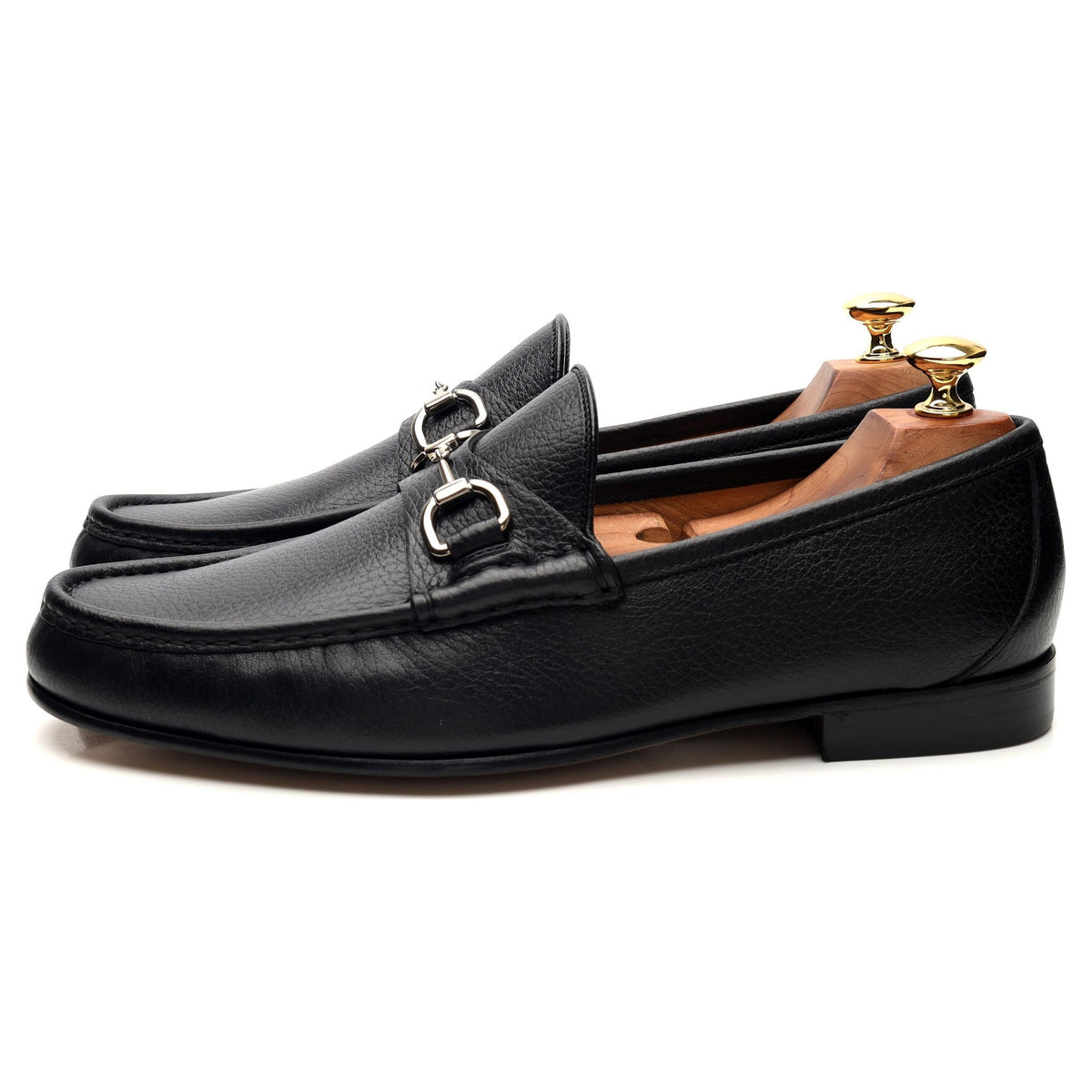 Black Leather Horsebit Loafers UK 9