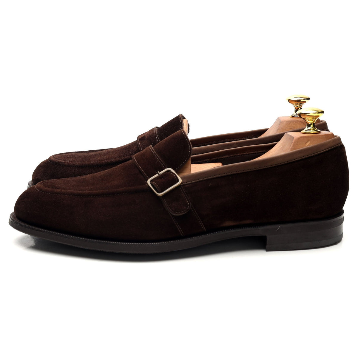 &#39;Bath&#39; Dark Brown Suede Monk Strap Loafers UK 8.5 E