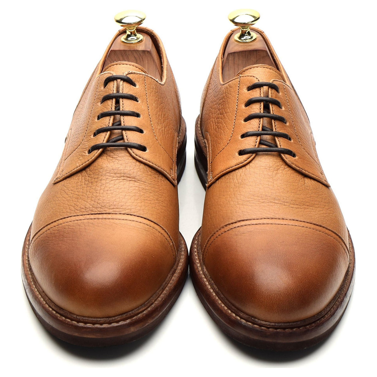 Tan Brown Leather Cap Toe Derby UK 8 EU 42