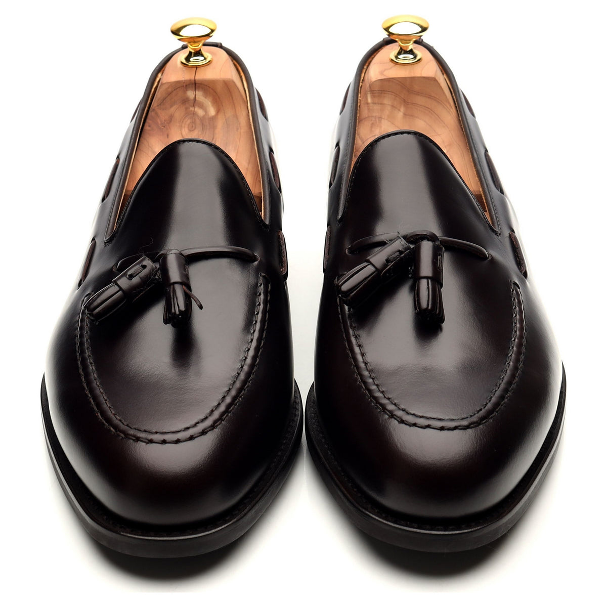&#39;8491-K7&#39; Dark Brown Leather Tassel Loafers UK 12