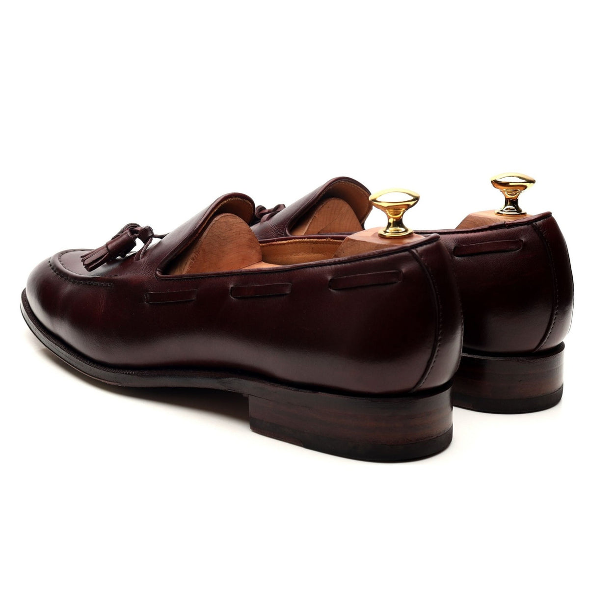 &#39;101381&#39; Burgundy Leather Tassel Loafers UK 9.5