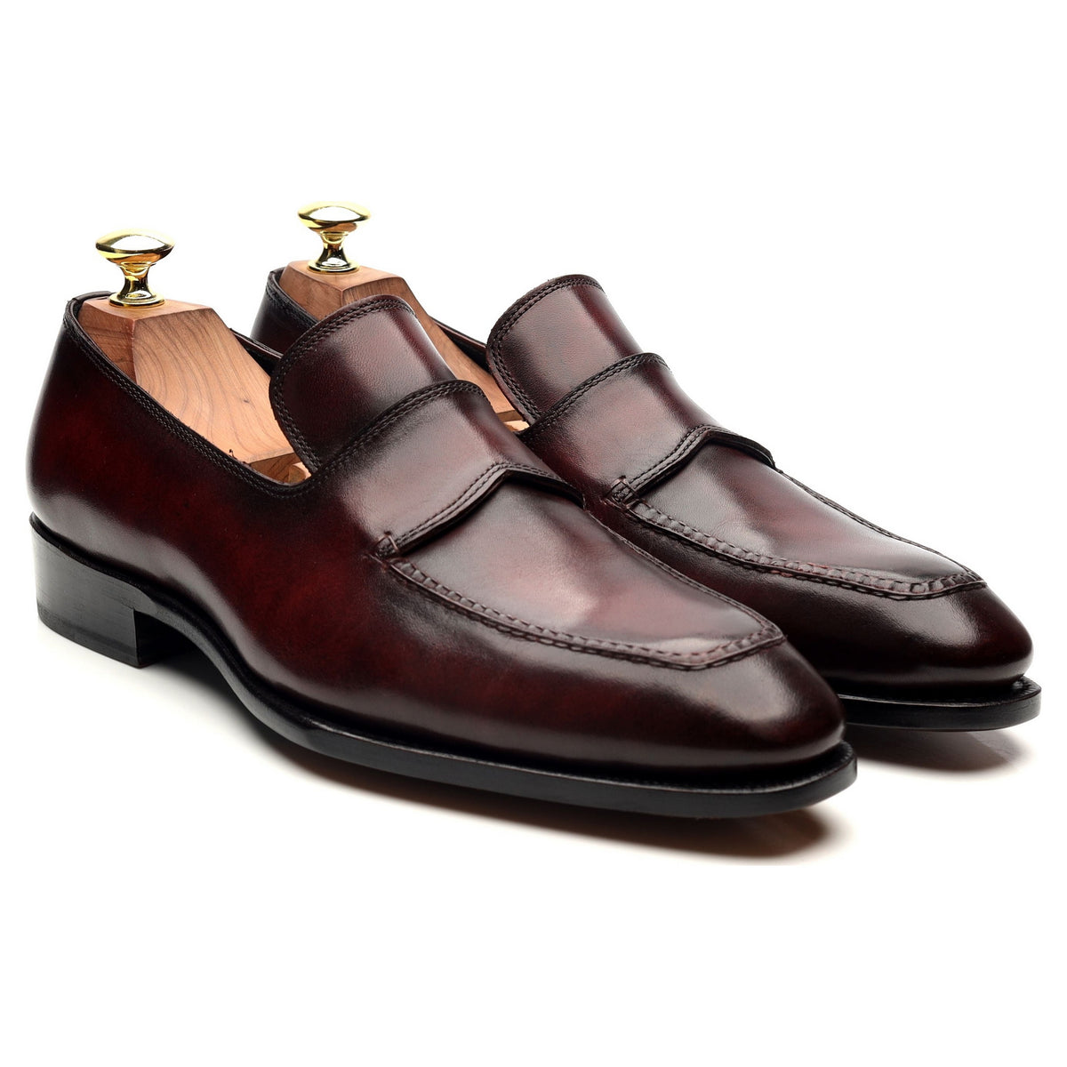 &#39;St. Tropez&#39; Burgundy Leather Split Toe Loafers UK 7.5 E