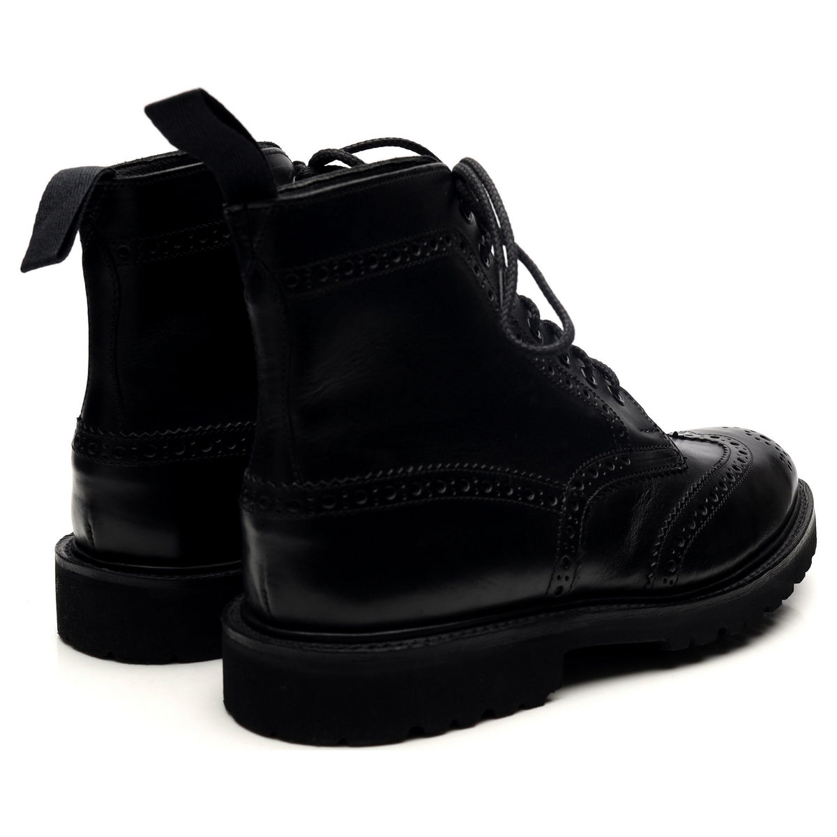 &#39;Stow&#39; Black Leather Brogues Boots UK 7