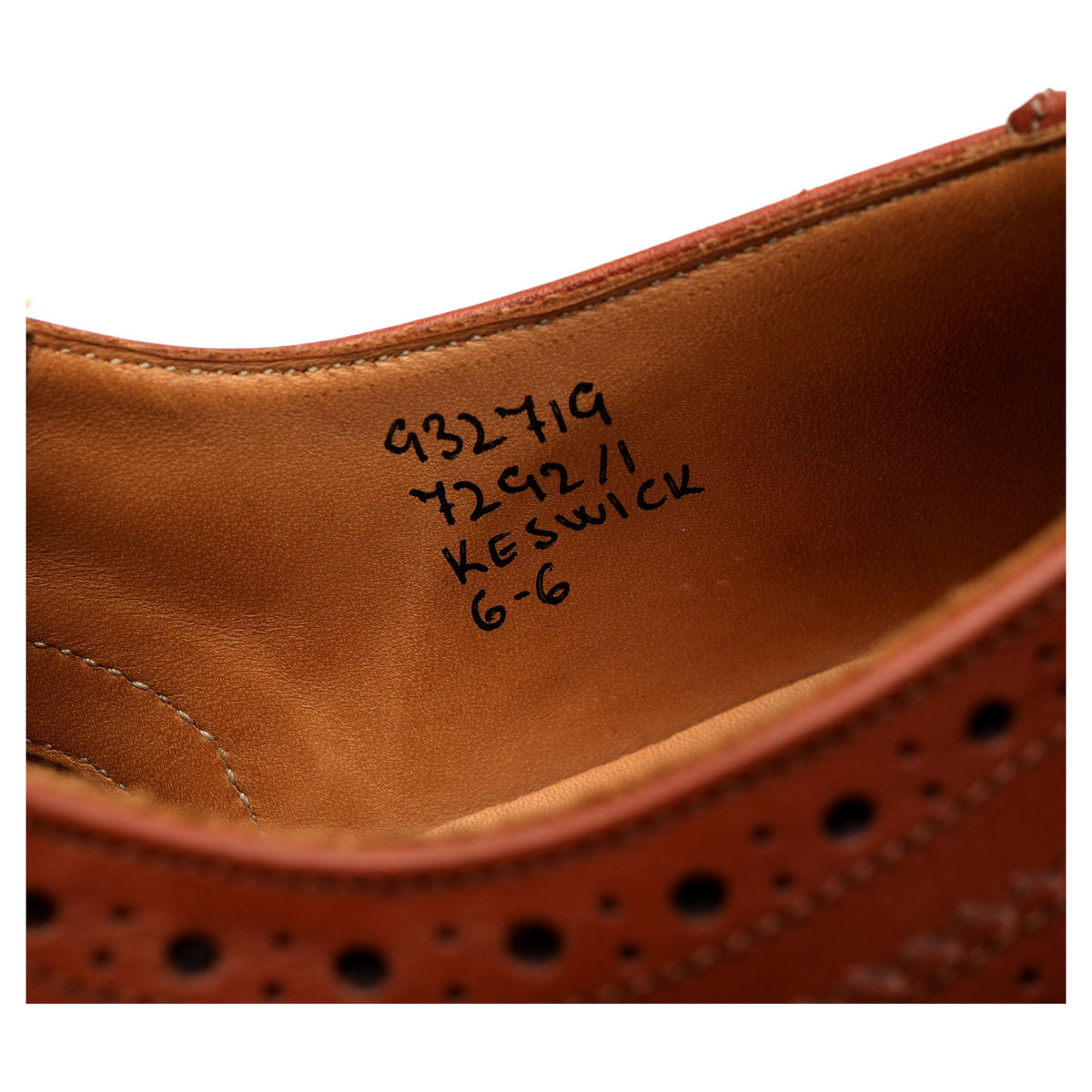 &#39;Keswick&#39; Tan Brown Leather Derby Brogue UK 6