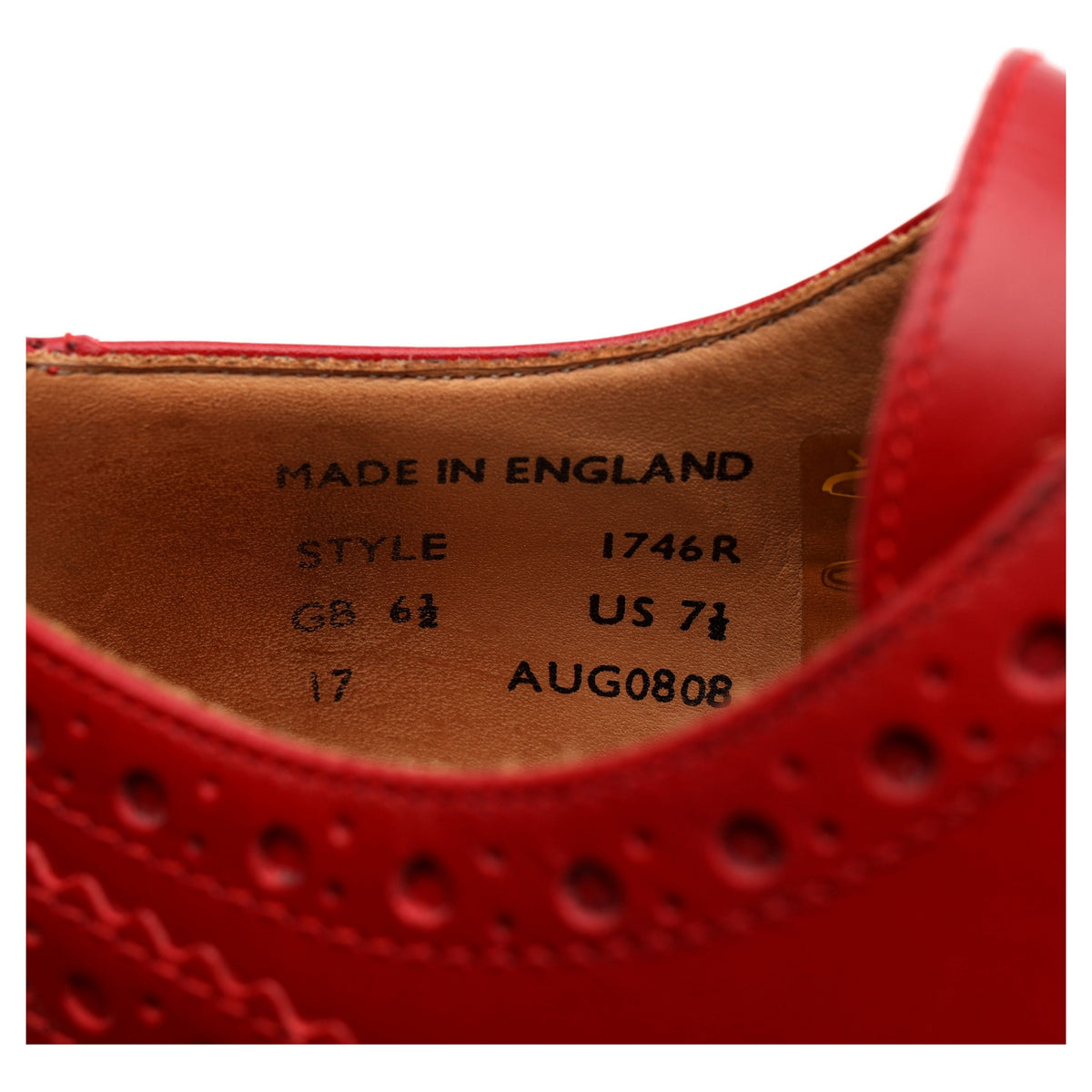 Red Leather Derby Brogue UK 6.5 F