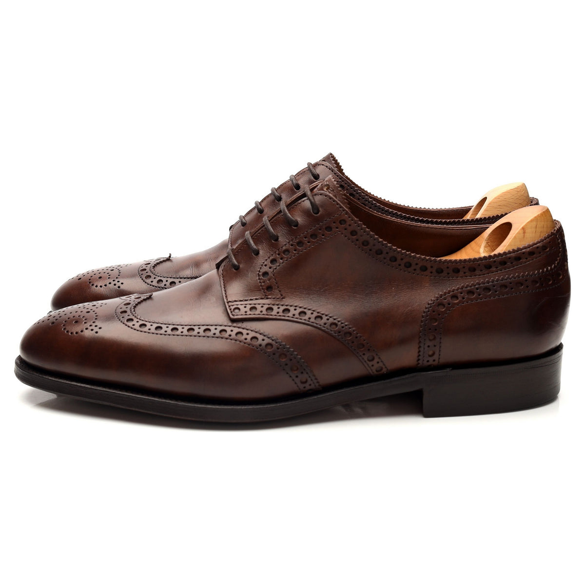 &#39;Hayle&#39; Dark Brown Museum Leather Derby Brogue UK 7 E