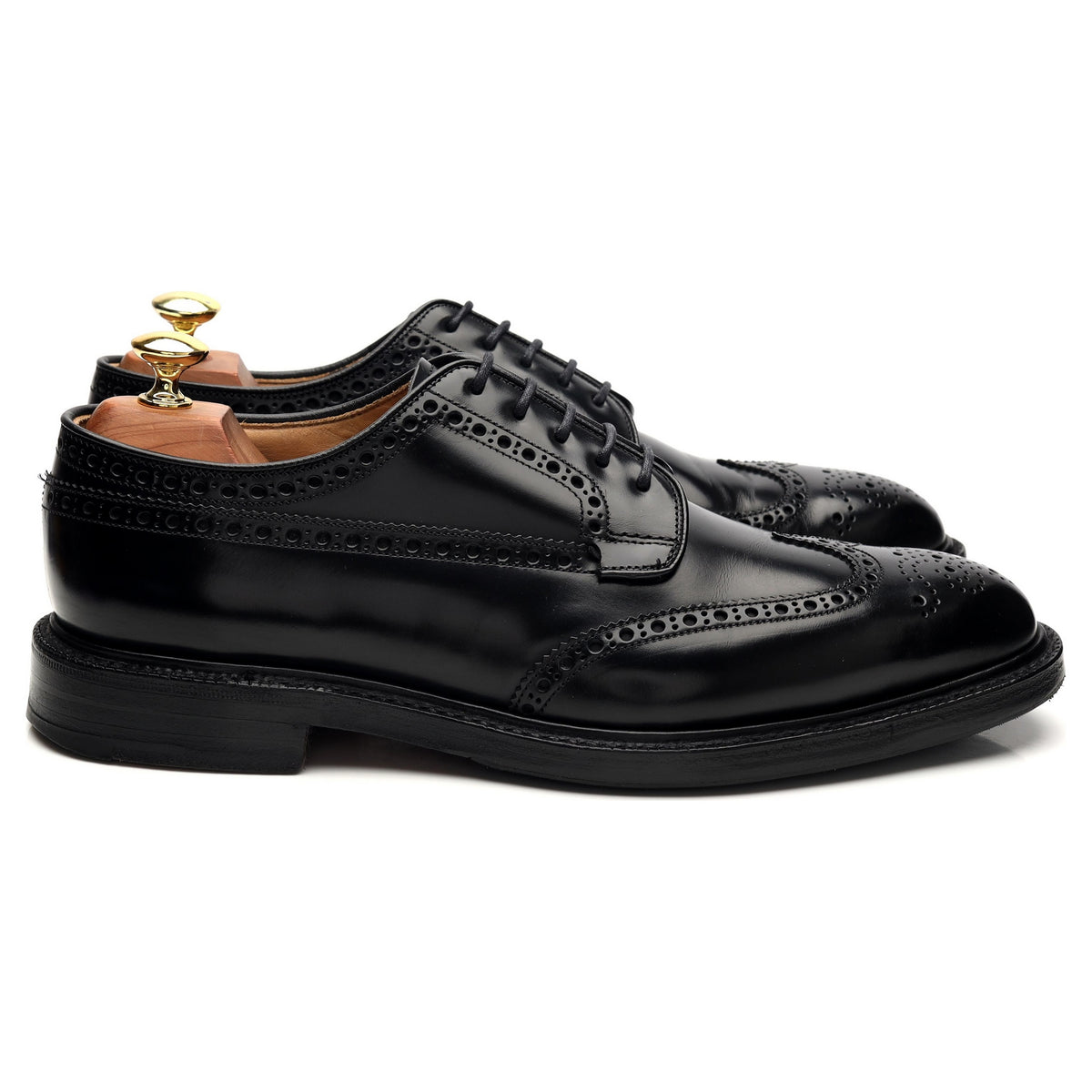 &#39;Grafton&#39; Black Leather Derby Brogue UK 8 G