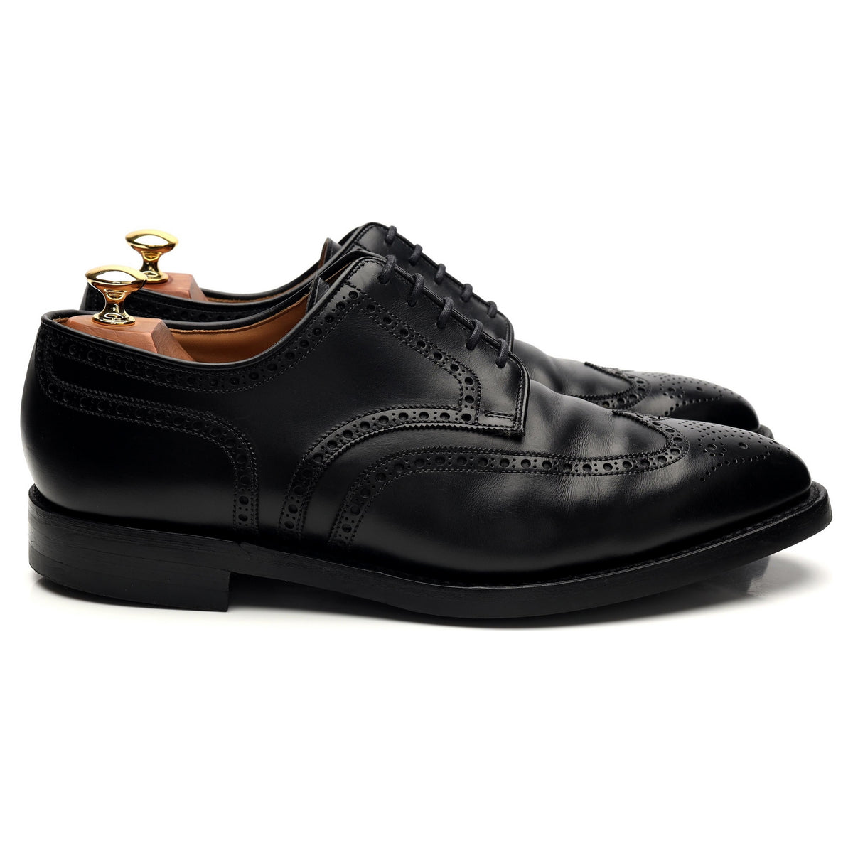 &#39;Swansea&#39; Black Leather Derby Brogue UK 9.5 G