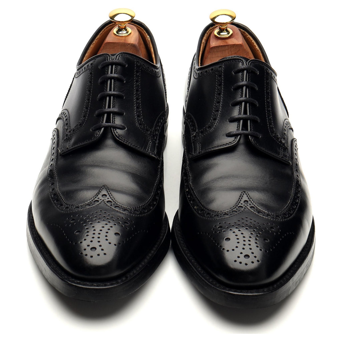 &#39;Swansea&#39; Black Leather Derby Brogue UK 9.5 G