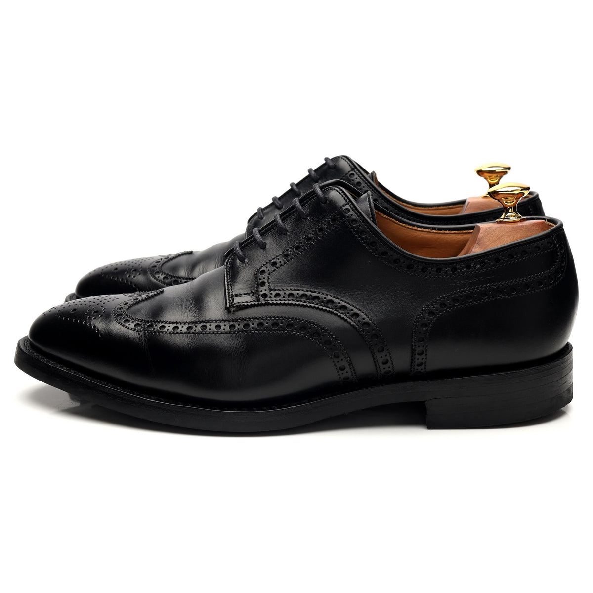 &#39;Swansea&#39; Black Leather Derby Brogue UK 9.5 G