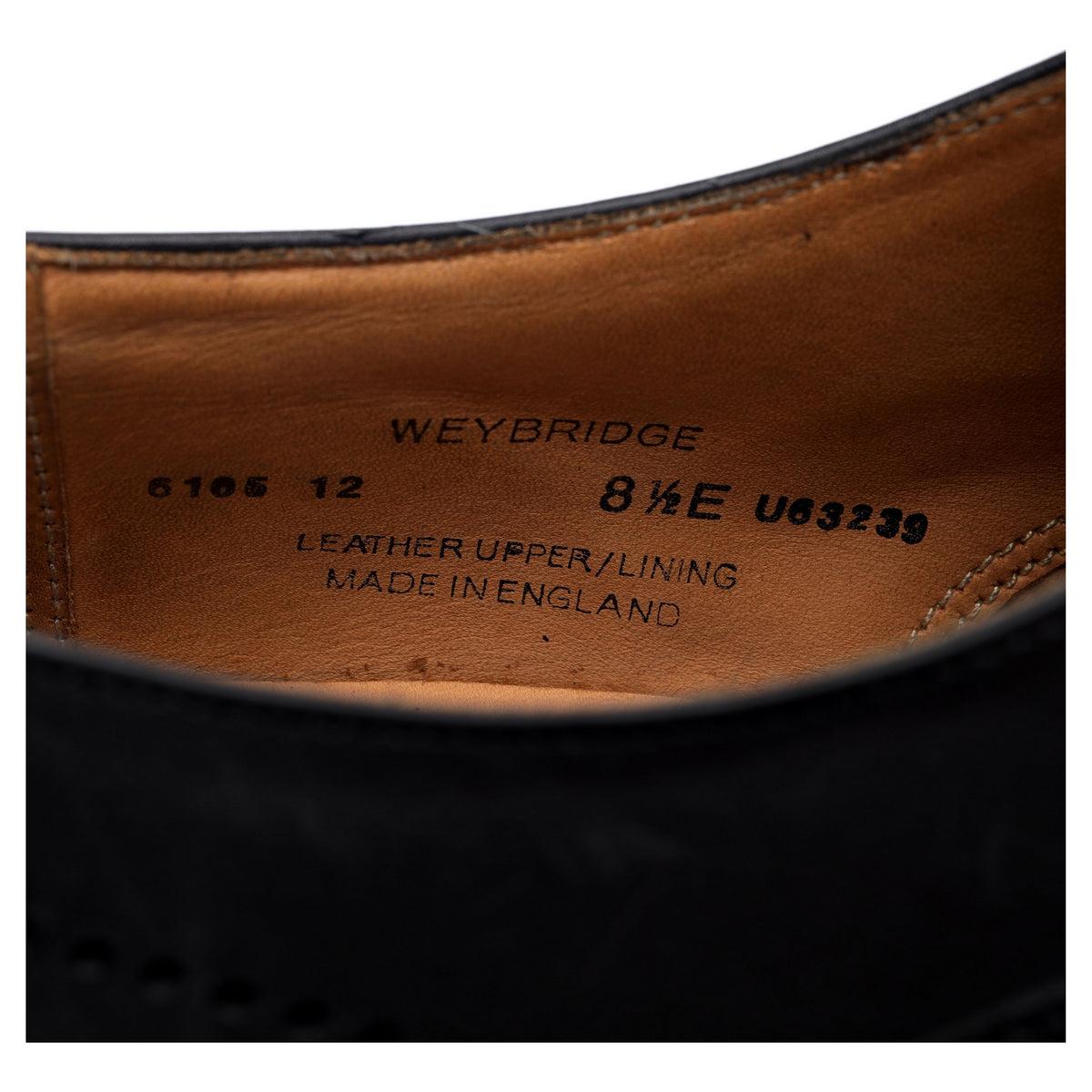 &#39;Weybridge&#39; Black Leather Oxford Brogue UK 8.5 E