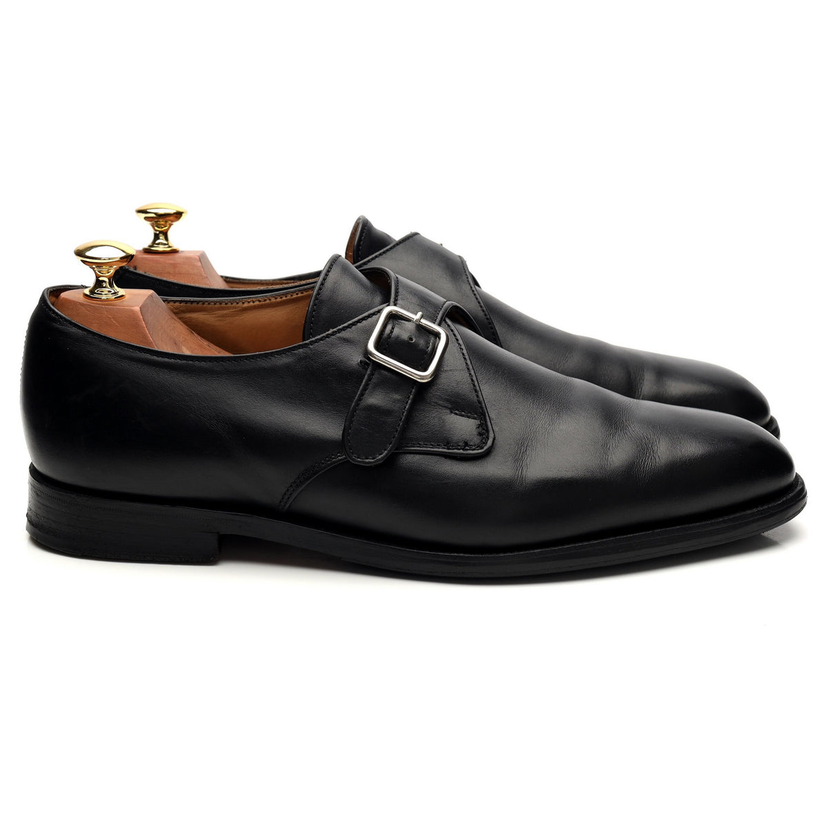 &#39;Mayfair&#39; Black Leather Monk Strap UK 9