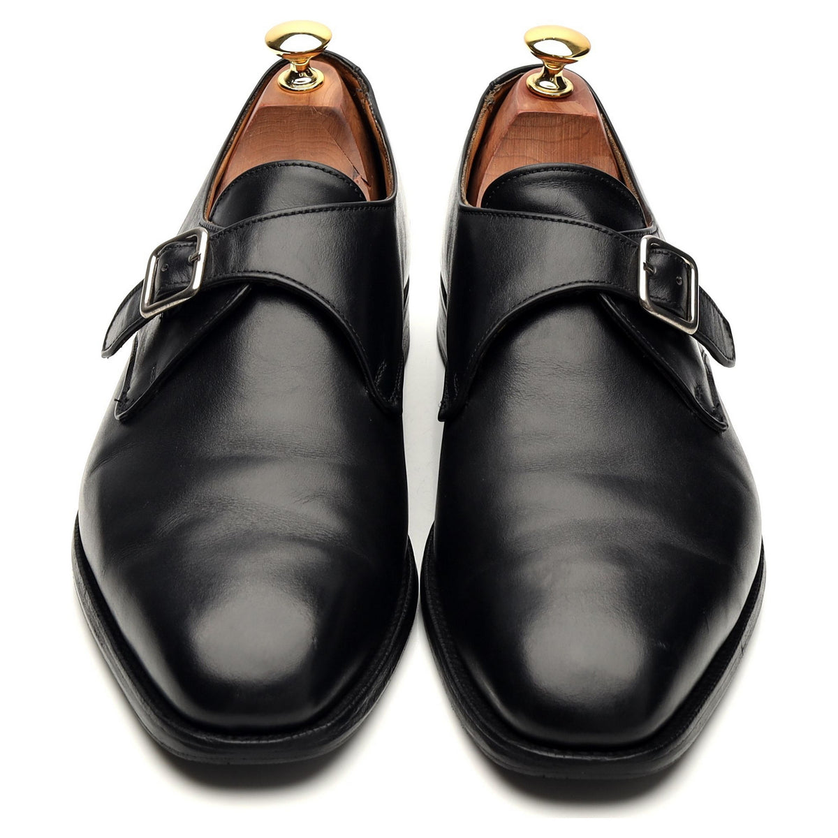 &#39;Mayfair&#39; Black Leather Monk Strap UK 9