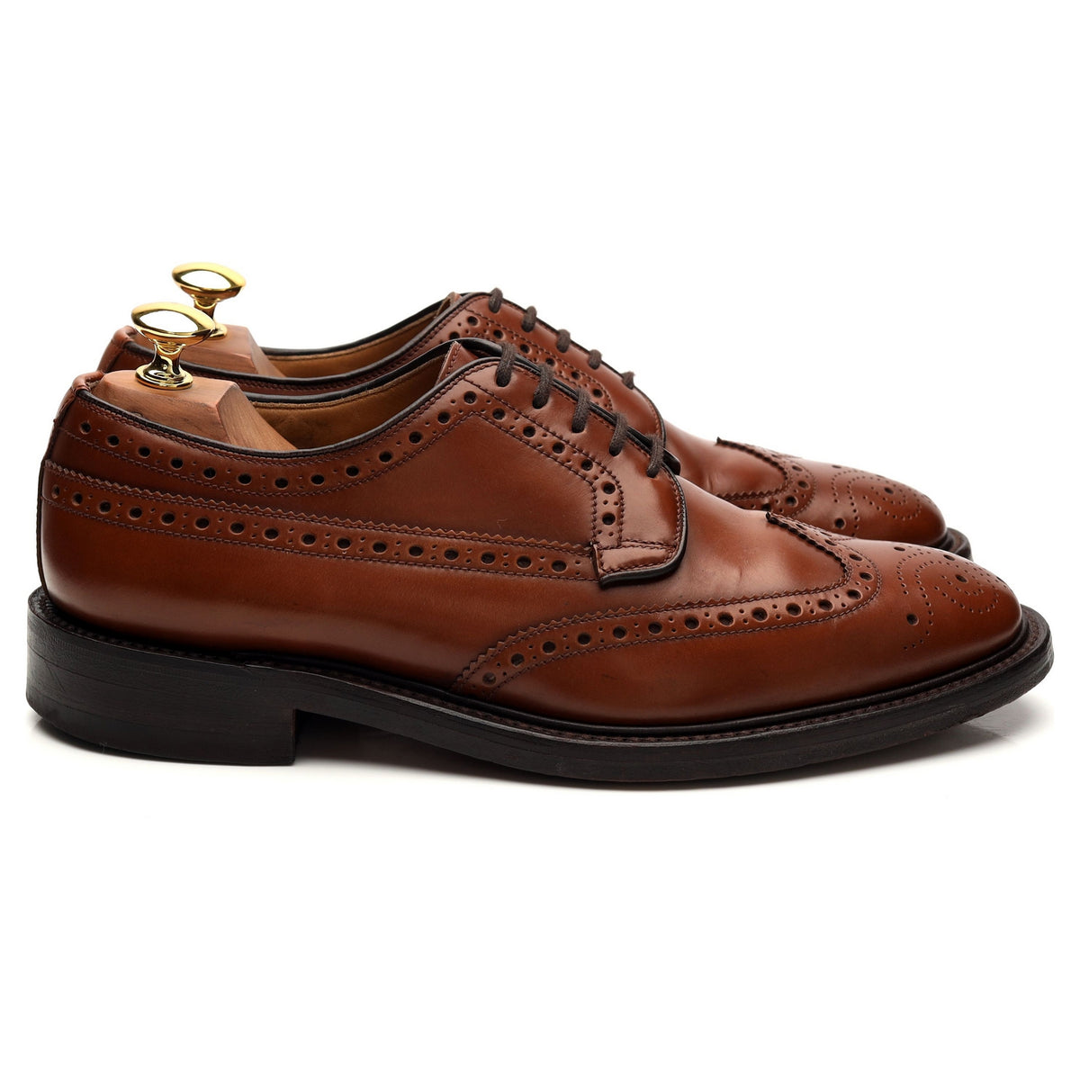 &#39;Braemar&#39; Tan Brown Leather Derby Brogue UK 6.5