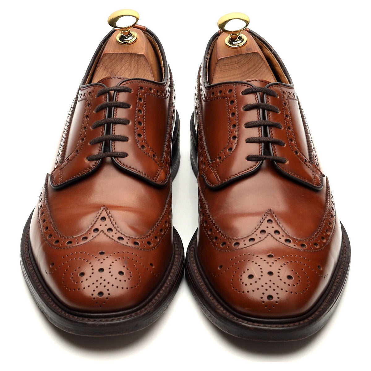 &#39;Braemar&#39; Tan Brown Leather Derby Brogue UK 6.5