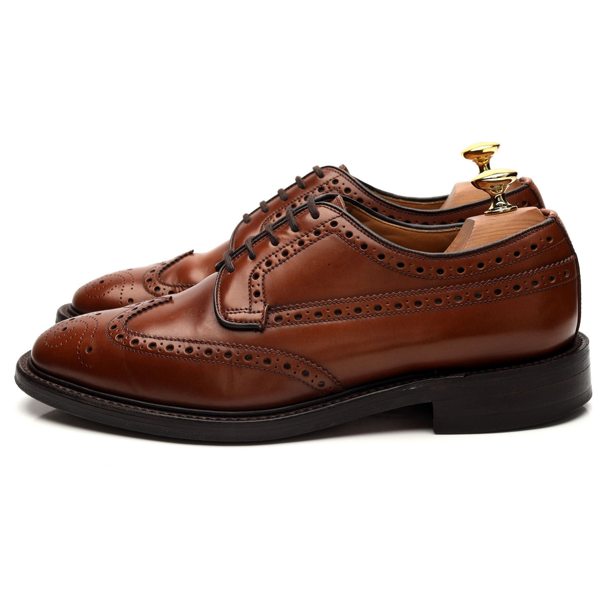 &#39;Braemar&#39; Tan Brown Leather Derby Brogue UK 6.5