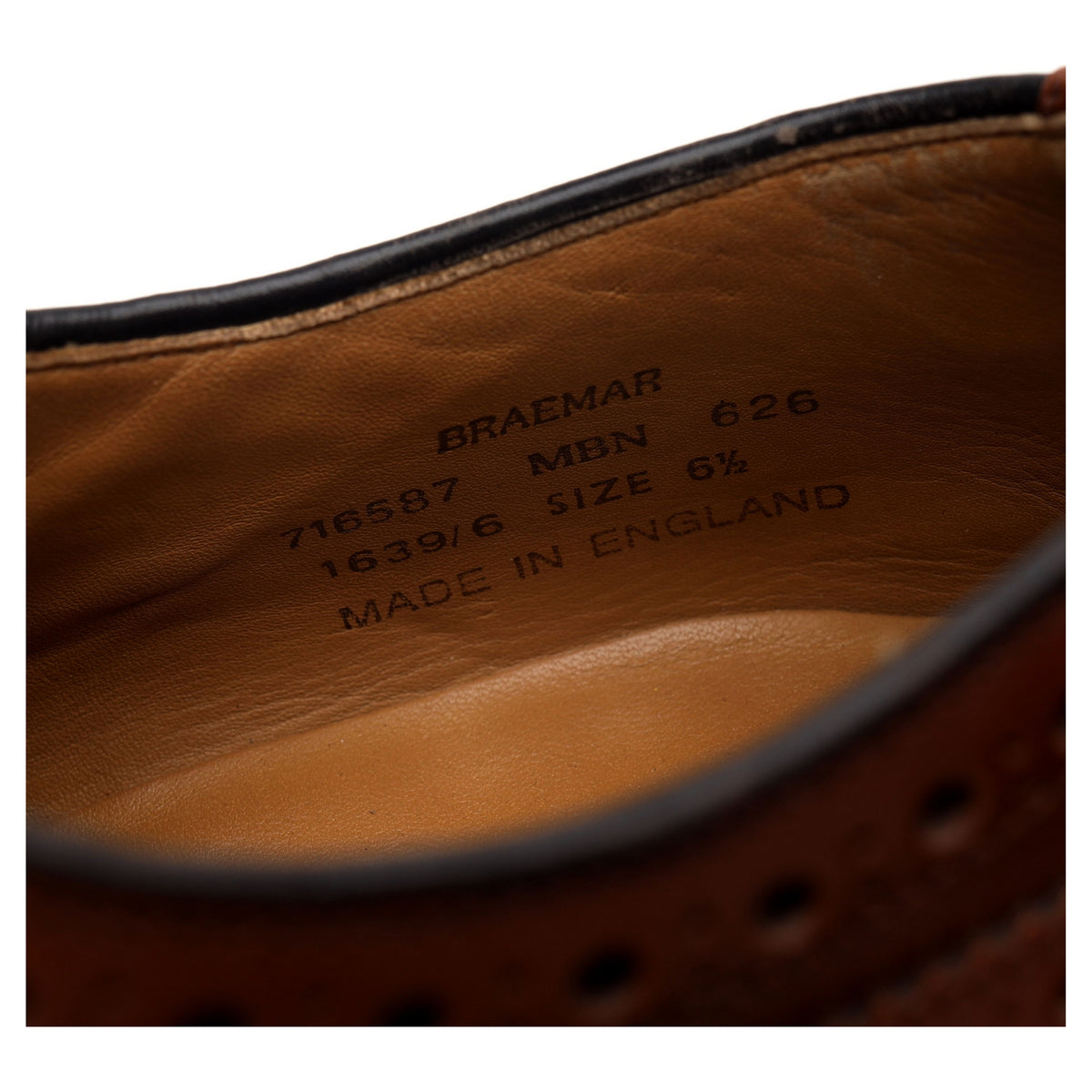 &#39;Braemar&#39; Tan Brown Leather Derby Brogue UK 6.5