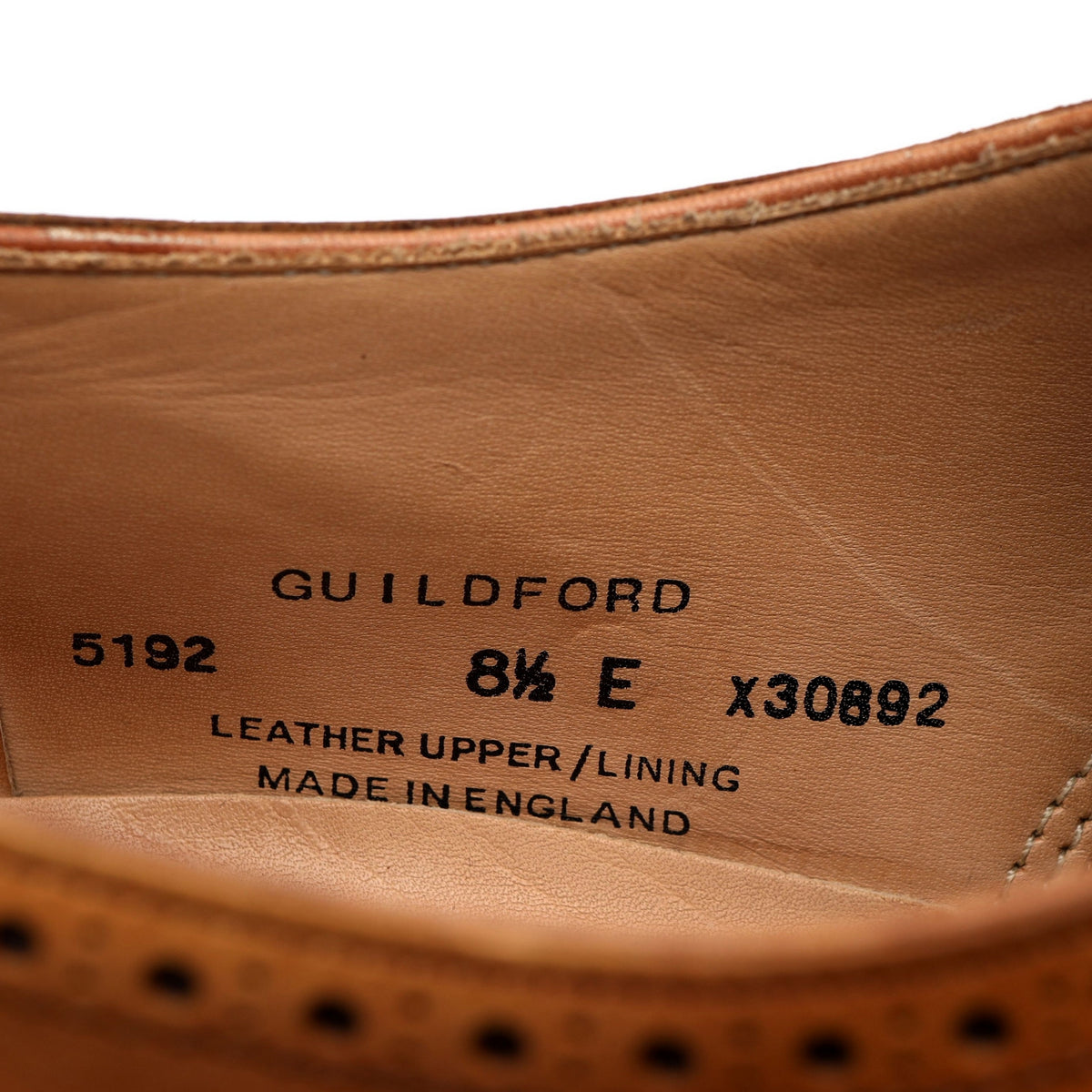 &#39;Guildford&#39; Tan Brown Leather Oxford Brogues UK 8.5 E