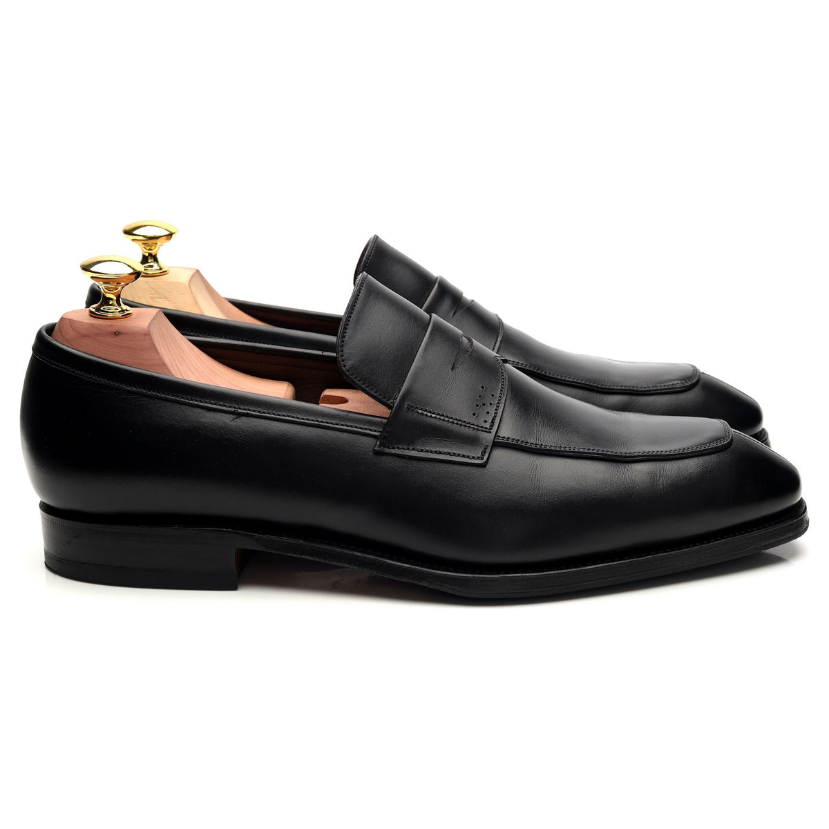 &#39;10082&#39; Black Leather Loafers UK 7.5 EE