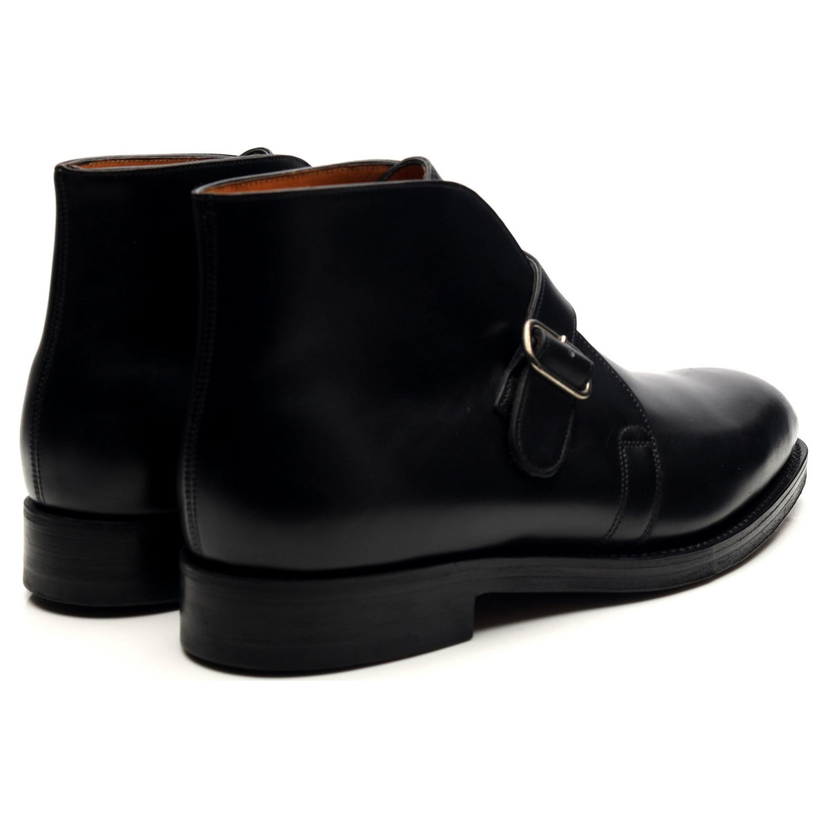 &#39;Varese&#39; Black Leather Monk Strap Boots UK 7.5 EE