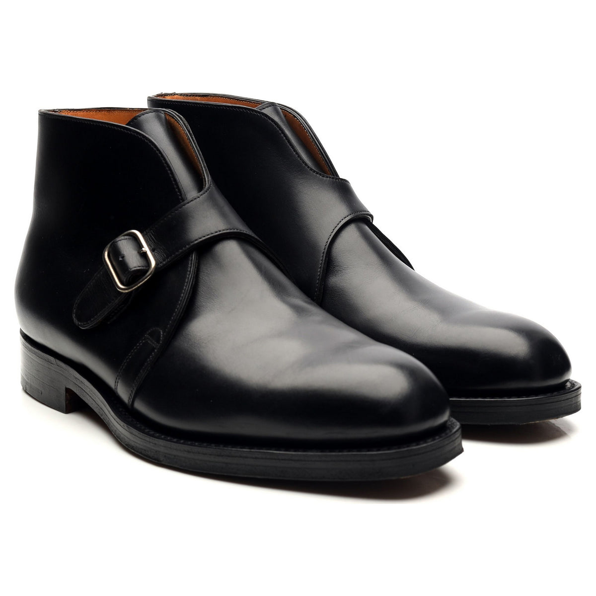 &#39;Varese&#39; Black Leather Monk Strap Boots UK 7.5 EE