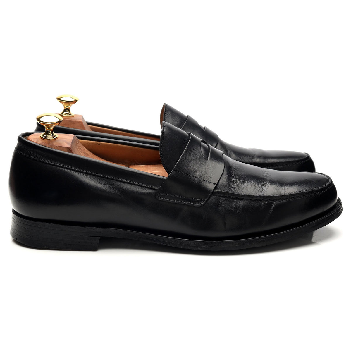 &#39;Manby&#39; Black Leather Loafers UK 10 F