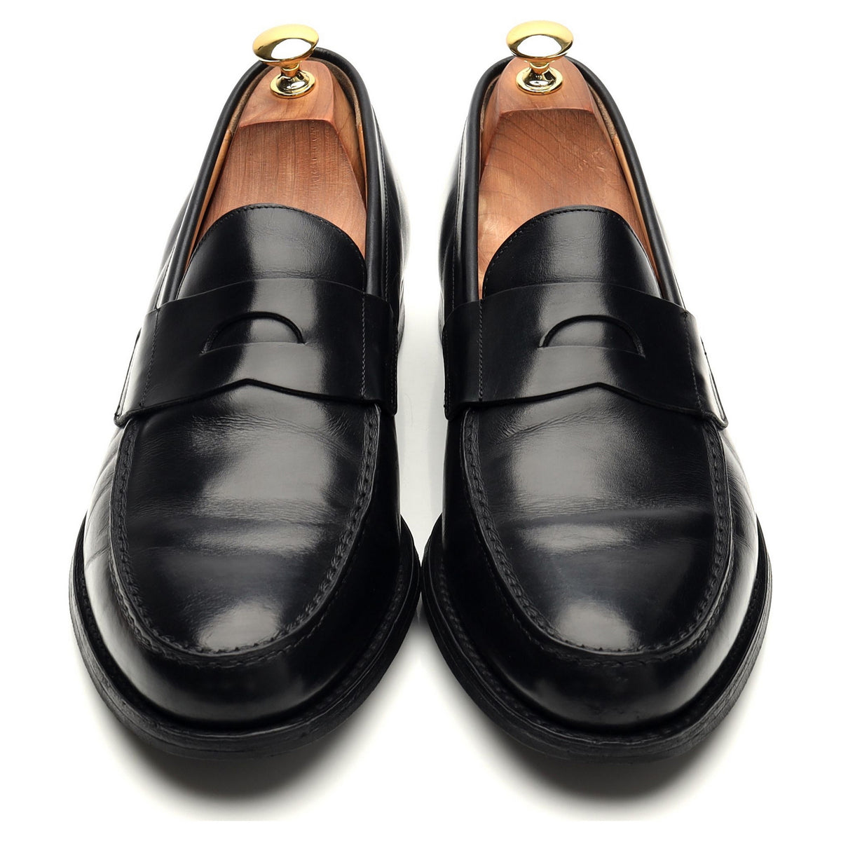 &#39;Manby&#39; Black Leather Loafers UK 10 F