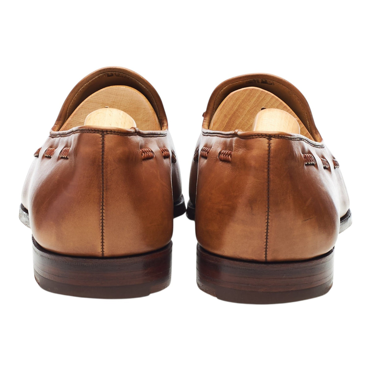 'Aidan' Tan Brown Leather Tassel Loafers UK 10.5 E