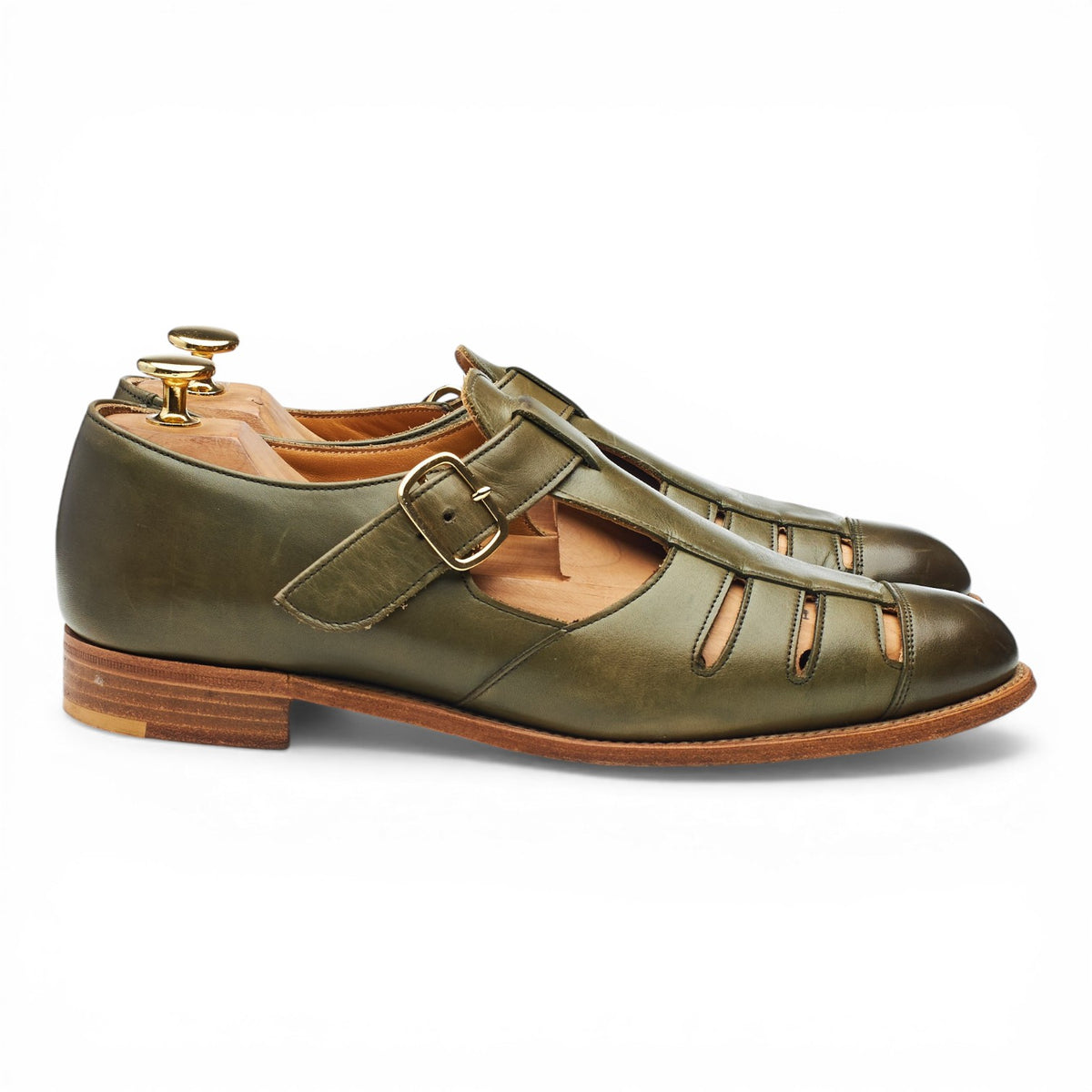 Women's 'Belle' Green Leather Sandals UK 6 D