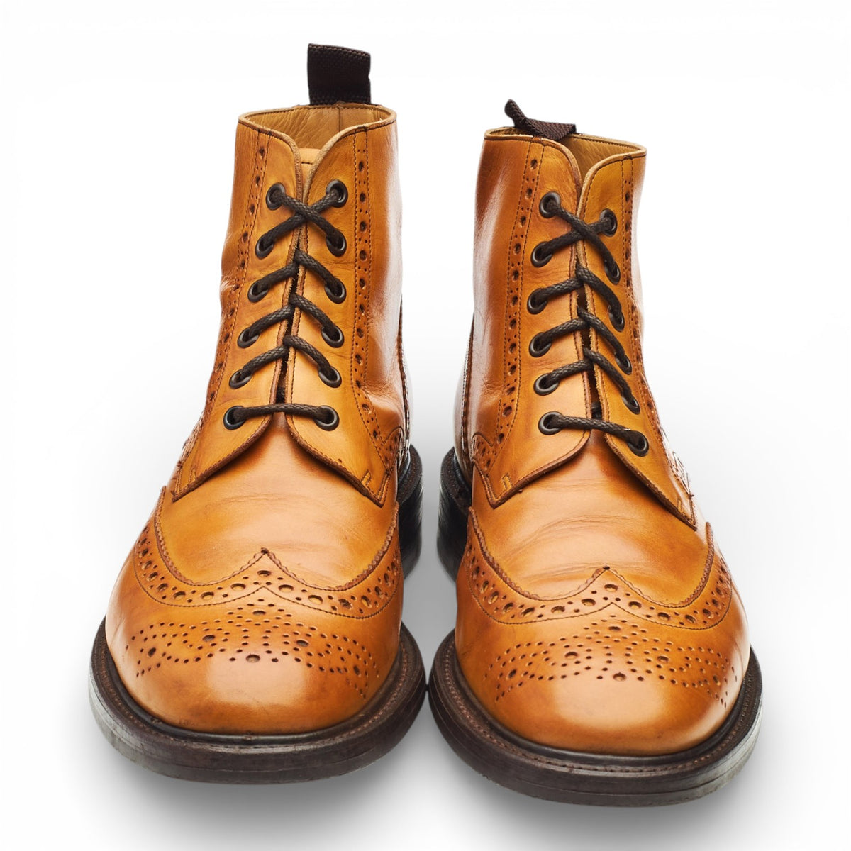 'Harrison' Tan Brown Leather Brogue Boots UK 10 F