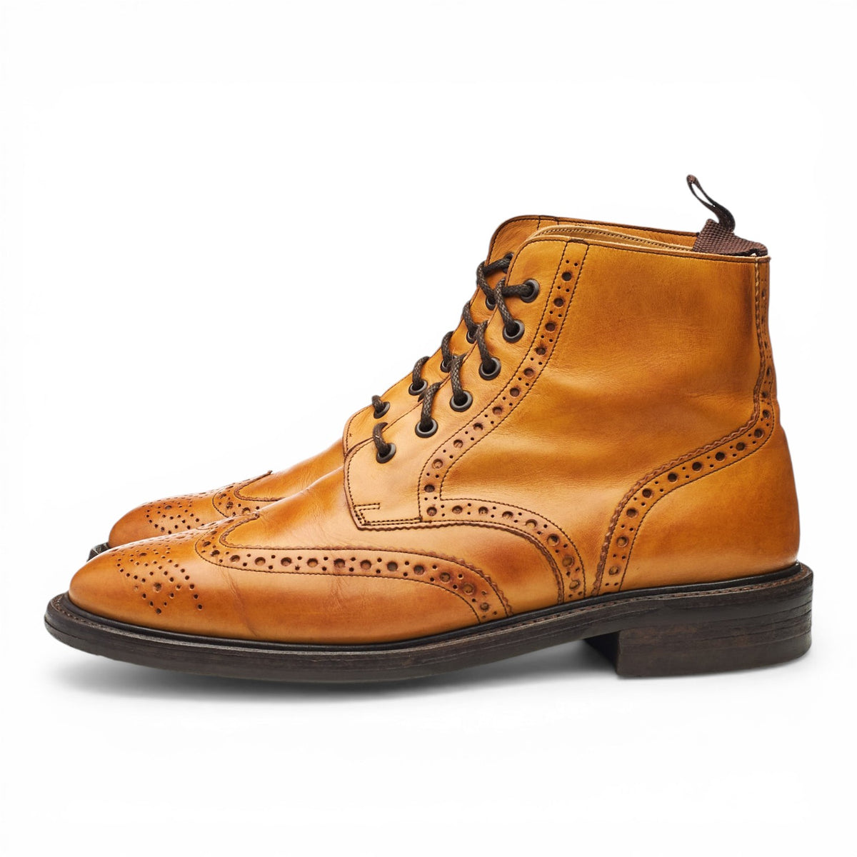 'Harrison' Tan Brown Leather Brogue Boots UK 10 F