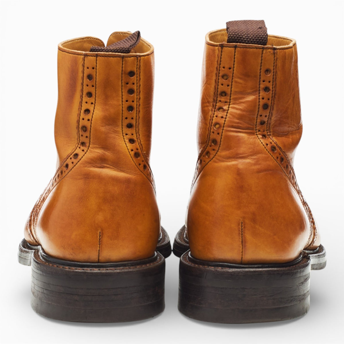 'Harrison' Tan Brown Leather Brogue Boots UK 10 F