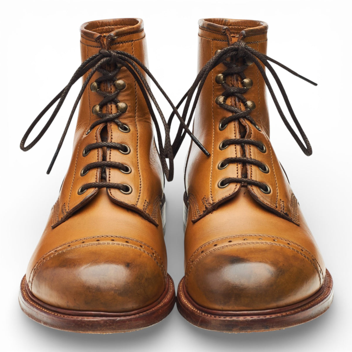 Double RL & Co. 'Bowery' Tan Brown Leather Boots UK 9.5 US 10 D