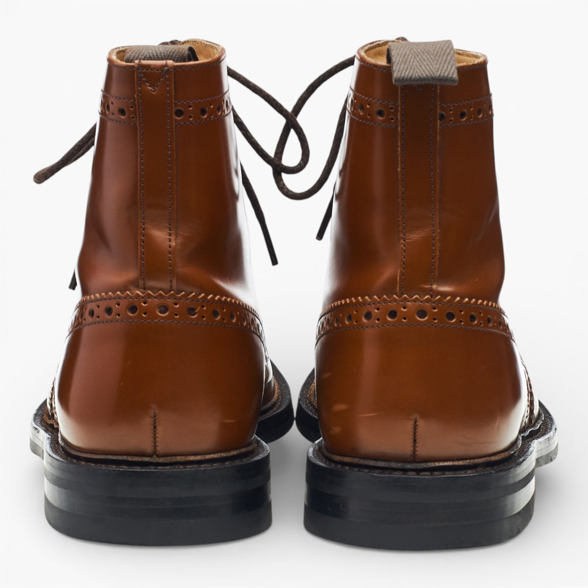 'McFarlane 3' Tan Brown Leather Brogue Boots UK 9.5 G