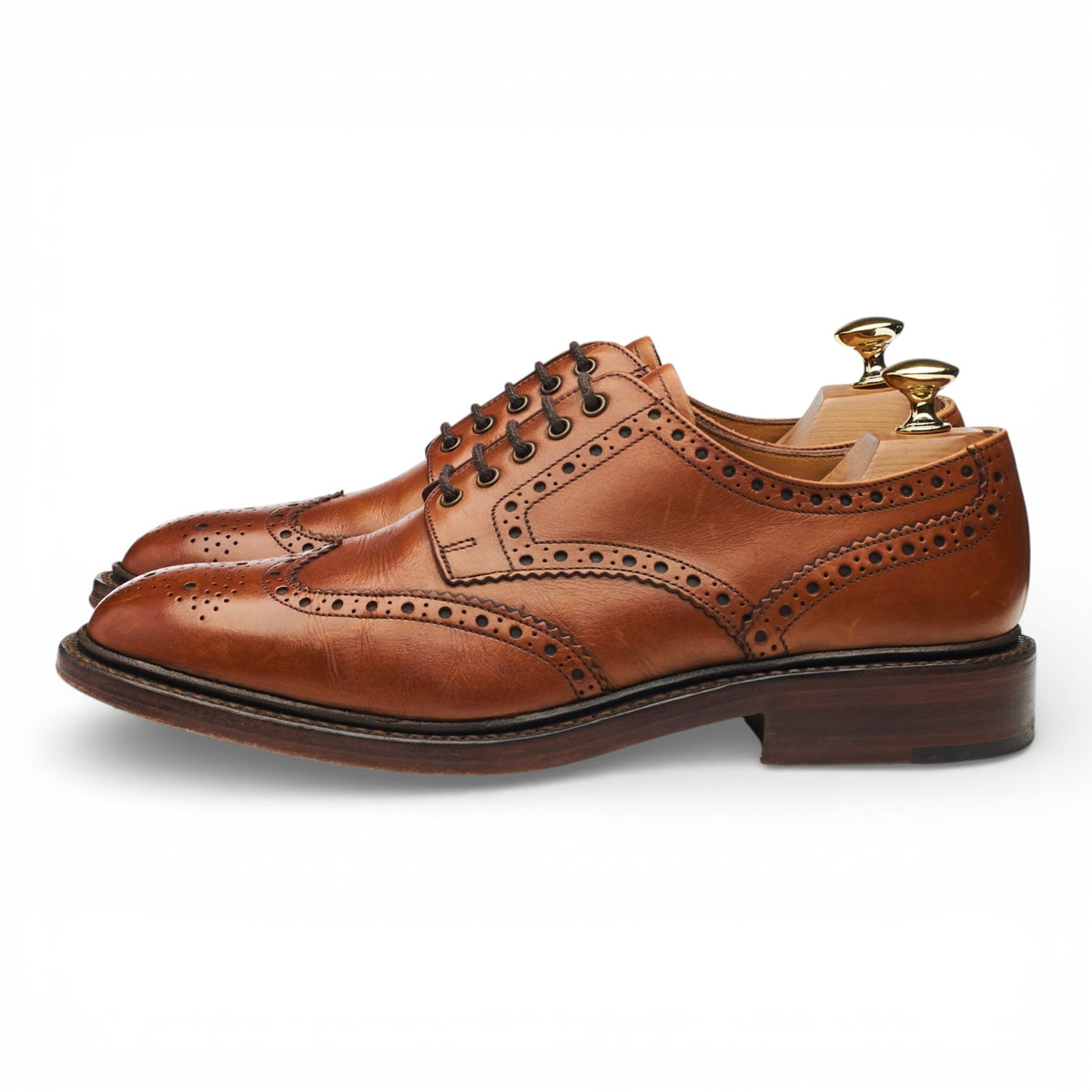 1880 'Chester' Tan Brown Leather Derby Brogues UK 6.5 F
