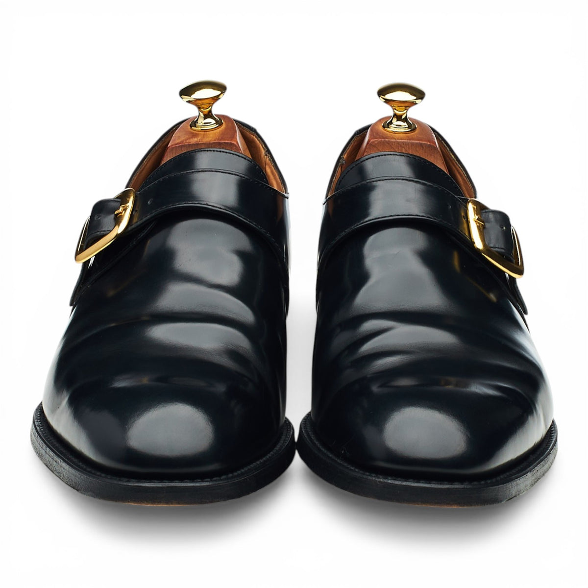 'Paisley' Black Leather Monk Strap UK 10.5 F