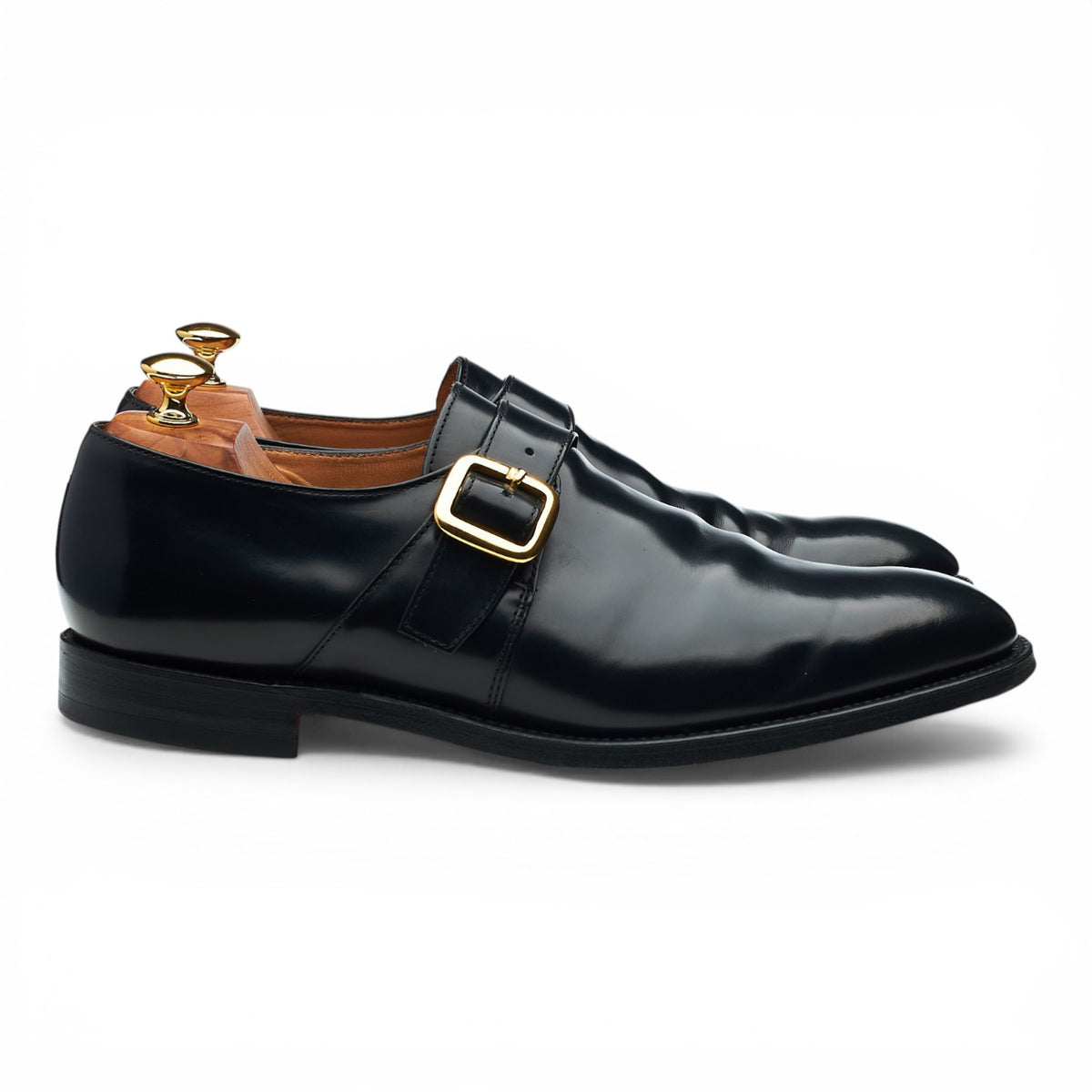 'Paisley' Black Leather Monk Strap UK 10.5 F