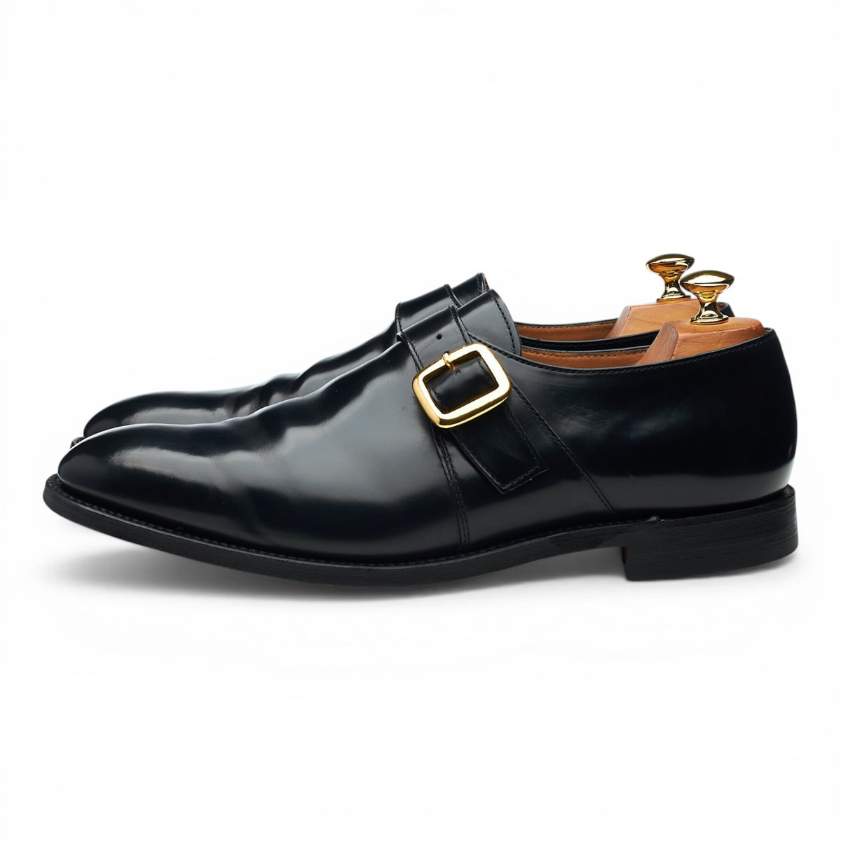 'Paisley' Black Leather Monk Strap UK 10.5 F