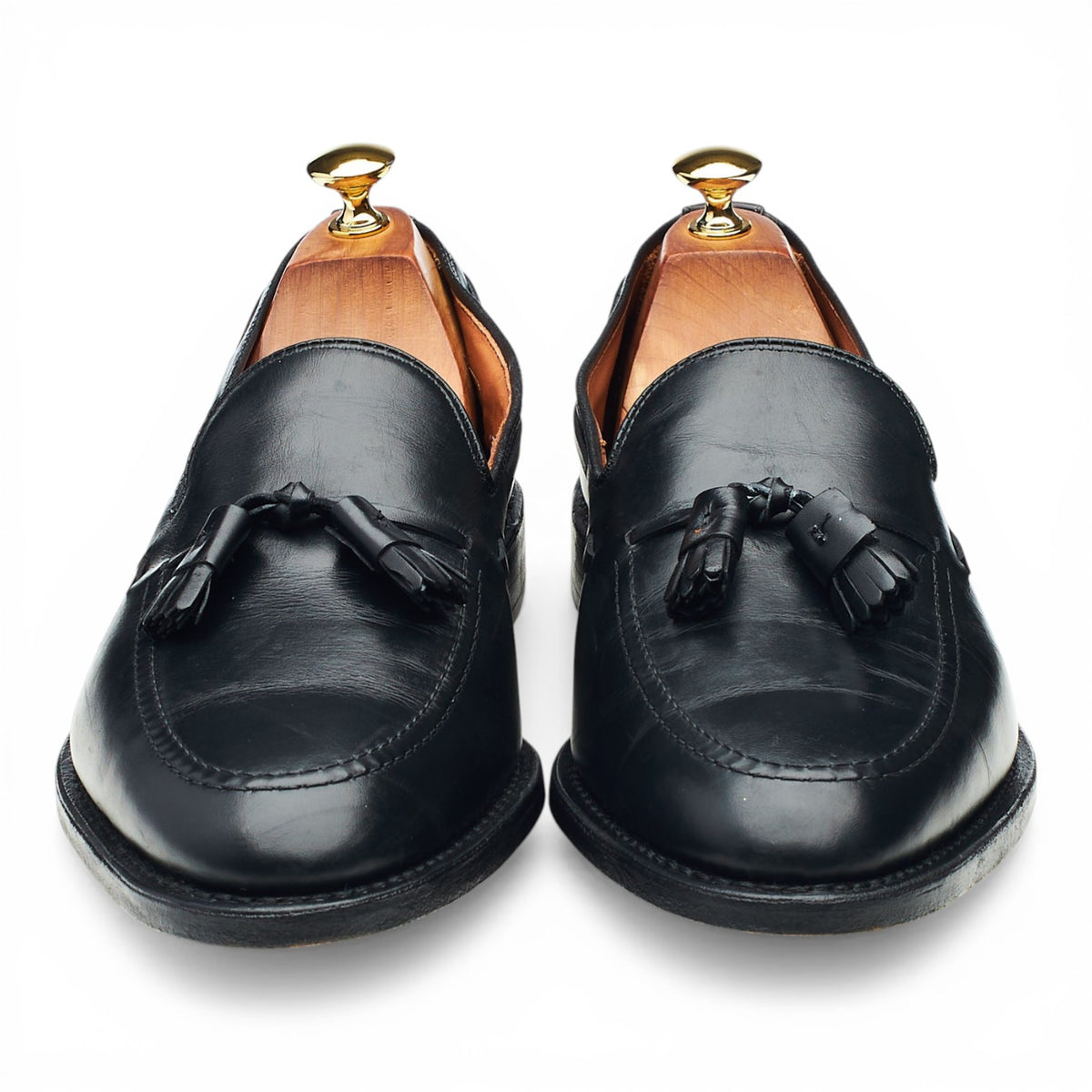 'Grayson' Black Leather Tassel Loafers UK 10 US 11 D