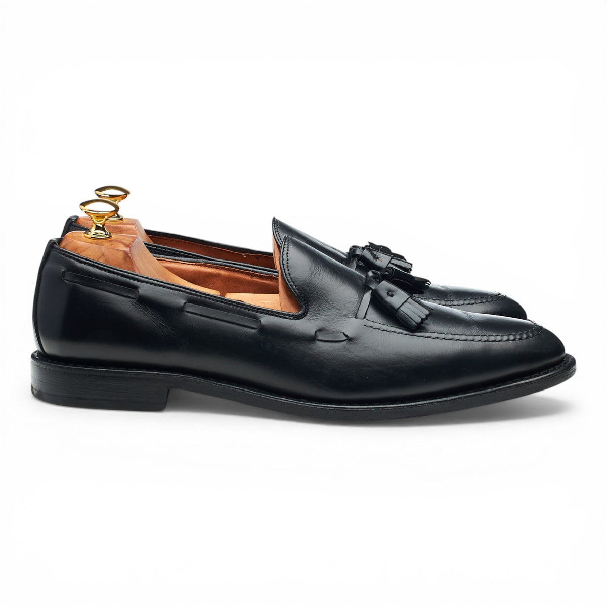 'Grayson' Black Leather Tassel Loafers UK 10 US 11 D