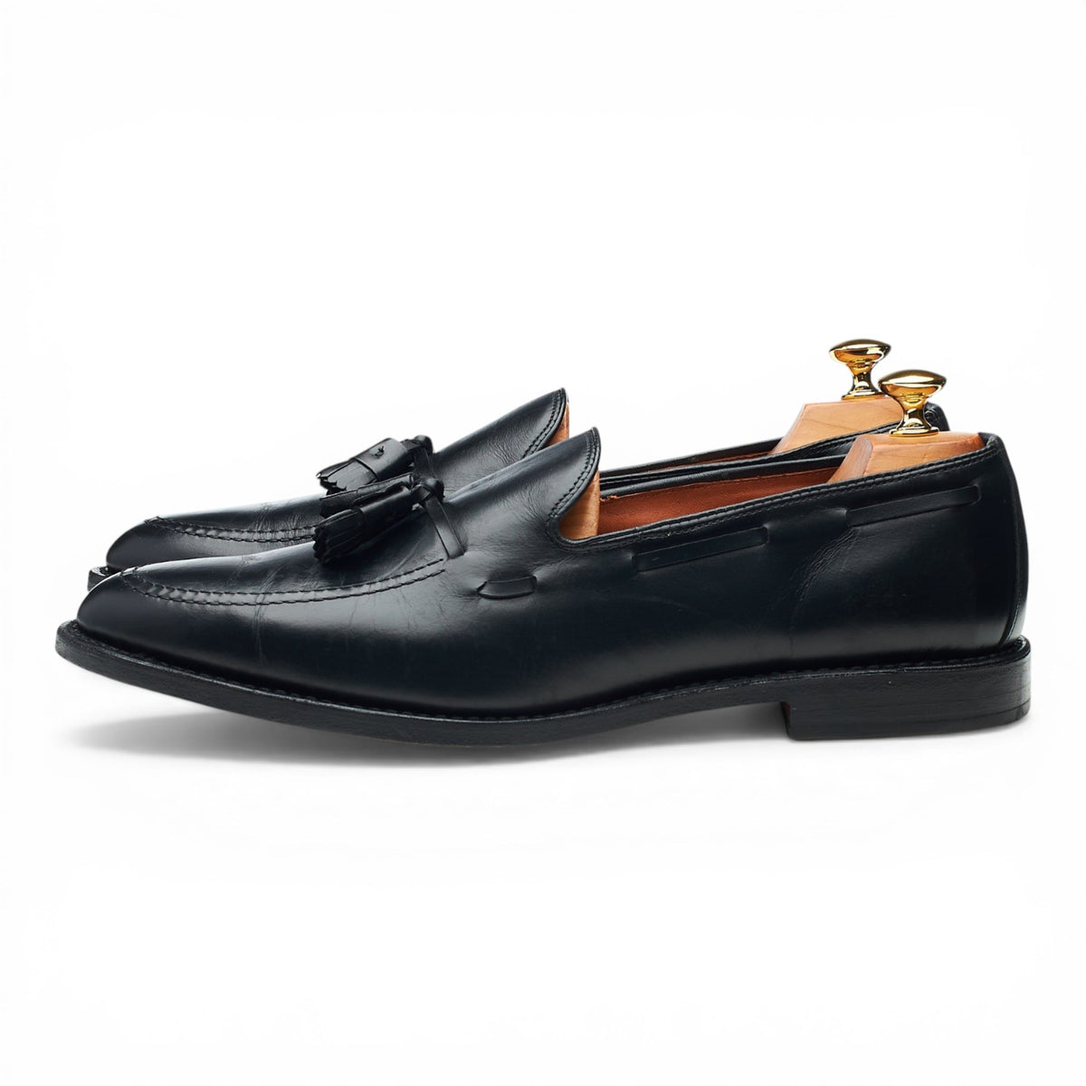'Grayson' Black Leather Tassel Loafers UK 10 US 11 D