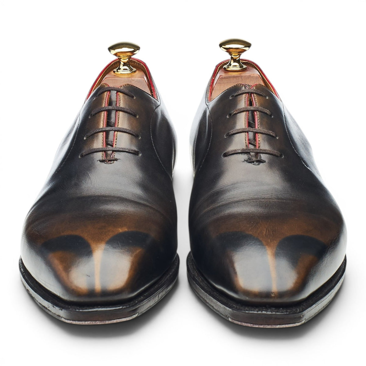 'Casanova' Dark Brown 'Old Black' Patina Leather Wholecut Oxford UK 9